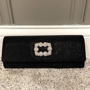 Adriann Prapell Black Lancelot Metallic Clutch